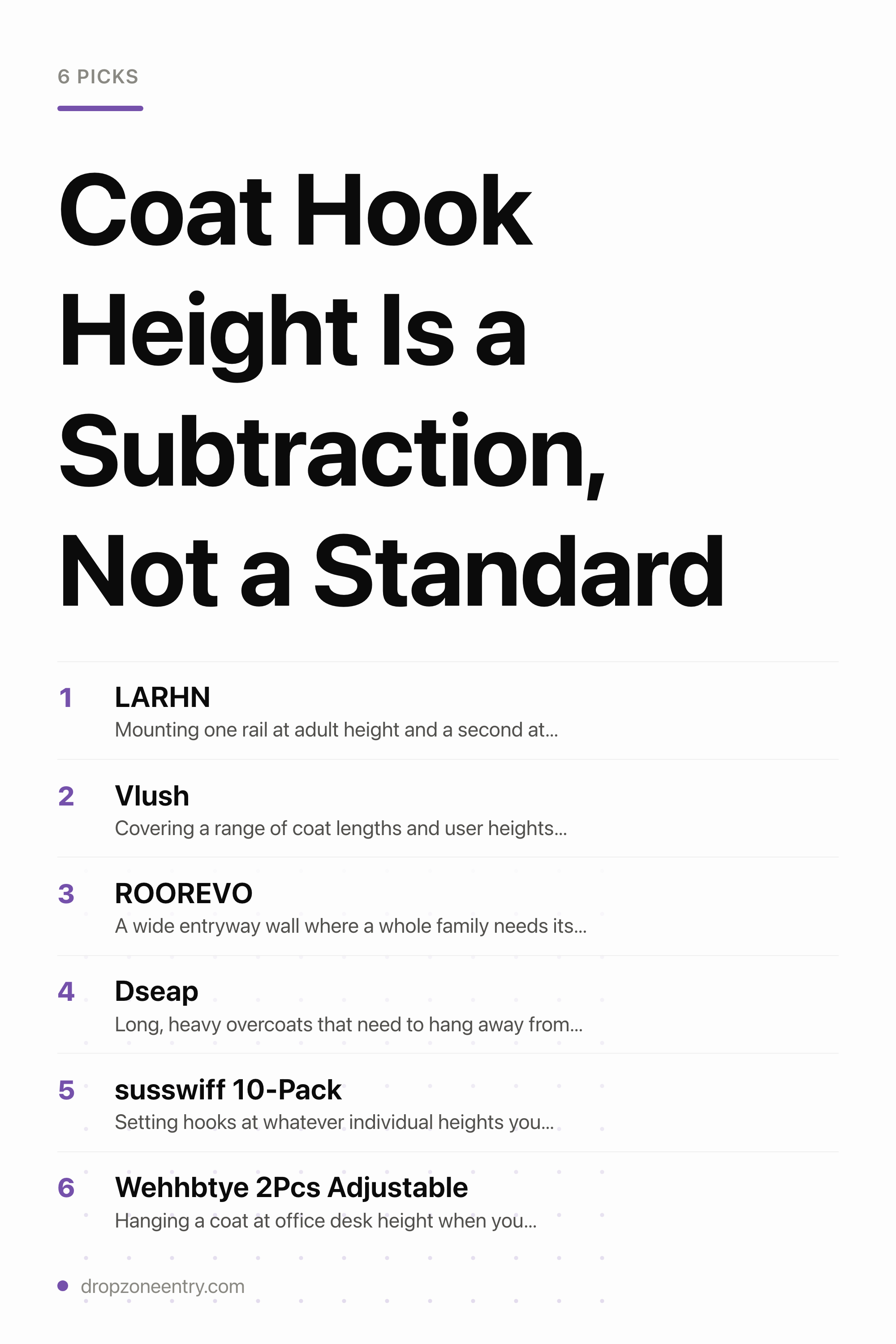 Coat Hook Height Is a Subtraction, Not a Standard — the picks, as a saveable list