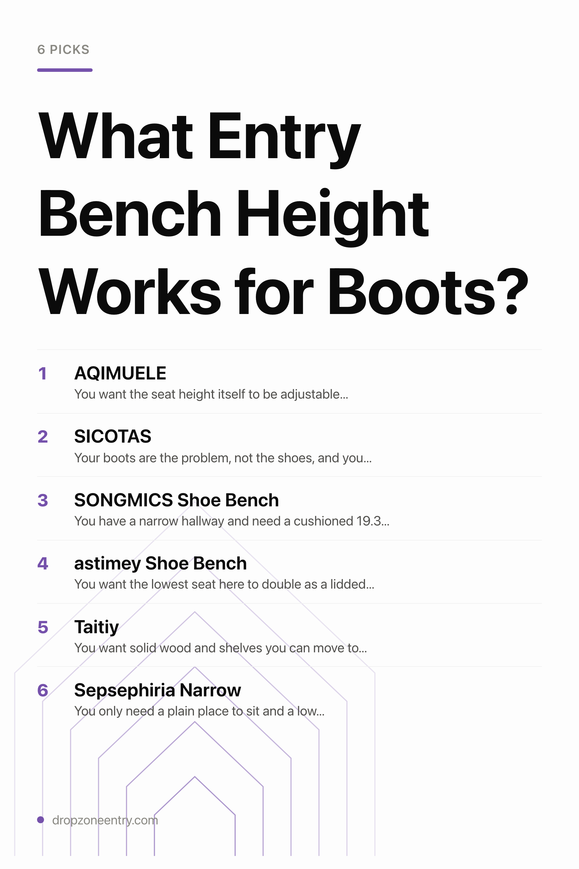 What Entry Bench Height Works for Boots? — the picks, as a saveable list