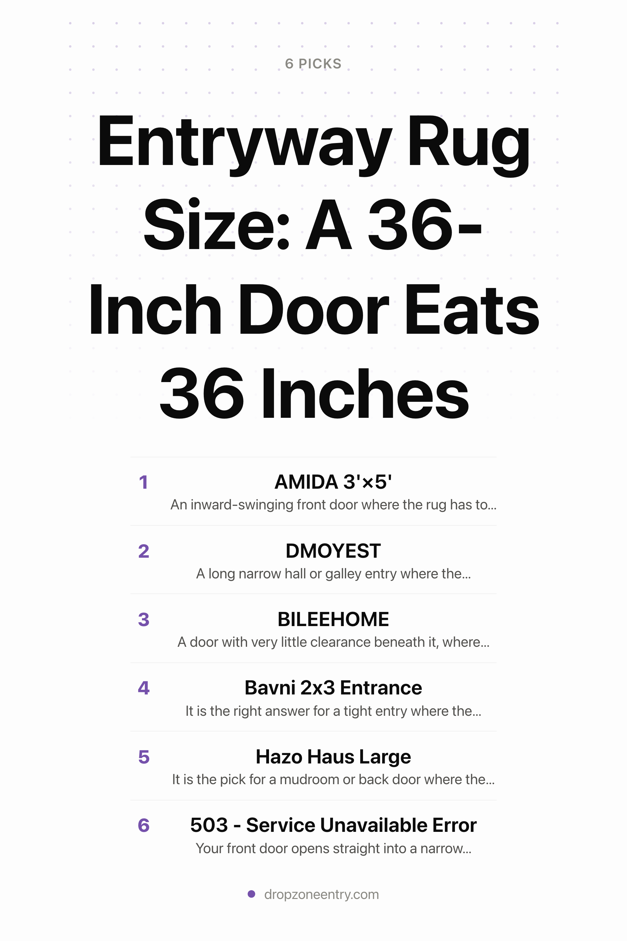 Entryway Rug Size: A 36-Inch Door Eats 36 Inches — the picks, as a saveable list