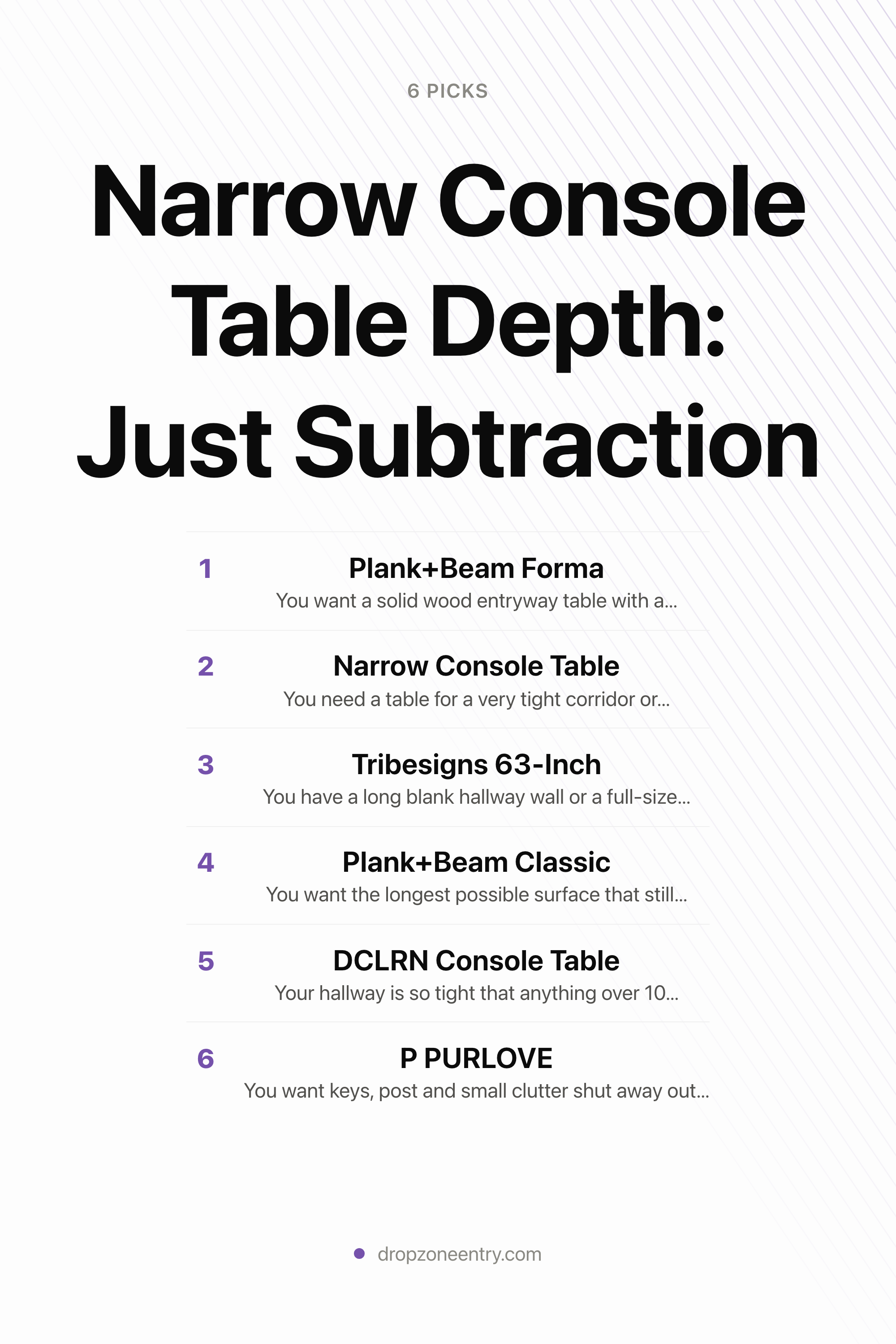 Narrow Console Table Depth: Just Subtraction — the picks, as a saveable list
